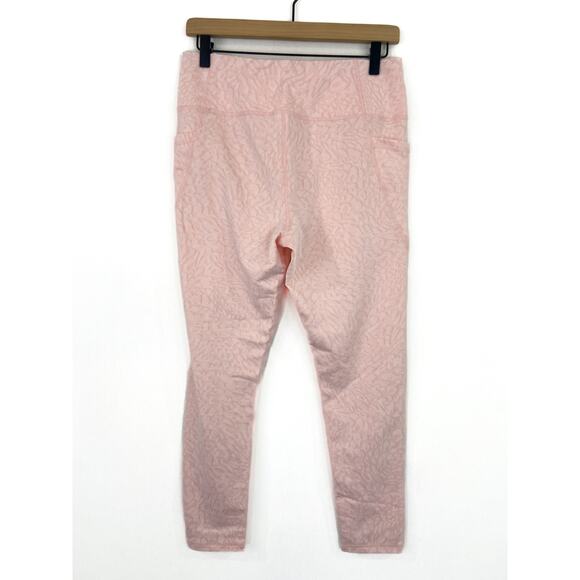 NEW Jockey Pink Cheetah Leopard Jacquard Print Pocket Leggings 7/8 length Medium - Picture 2 of 6